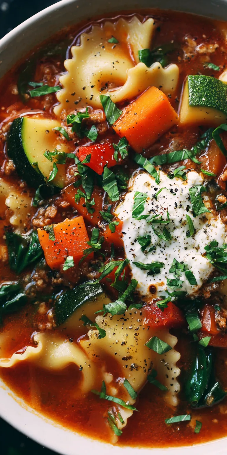 Veggie-Packed Lasagna Soup – Flavorful & Healthy served warm with cozy spices