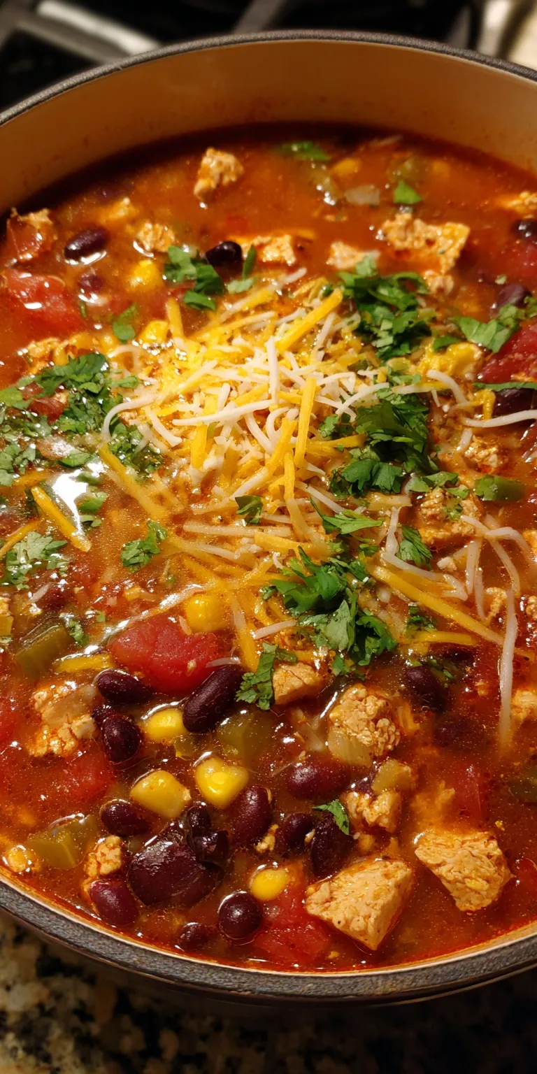 30-Minute Chicken Taco Soup Recipe | Easy Weeknight Dinner Idea served warm with cozy spices