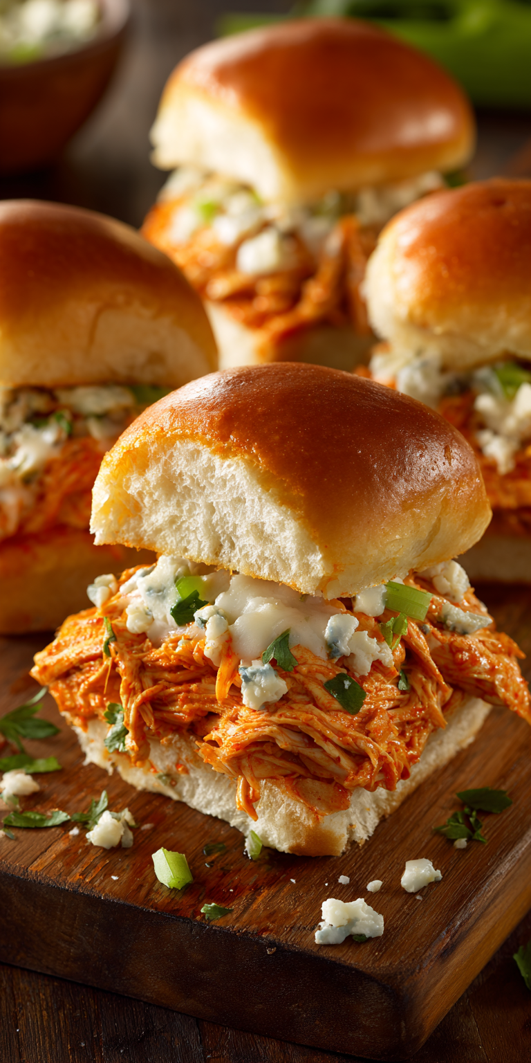 Buffalo Chicken Sliders Recipe | Easy Game Day Appetizer served warm with cozy spices