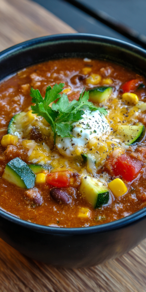 Cheesy Zucchini Taco Soup Recipe