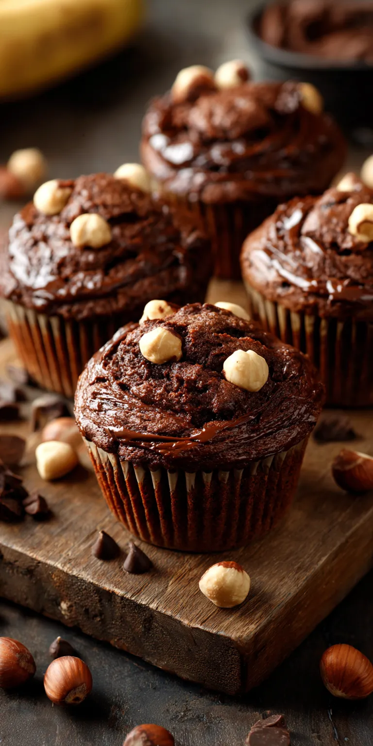 Chocolate Hazelnut Banana Muffins Recipe | Easy Baking Ideas served warm with cozy spices