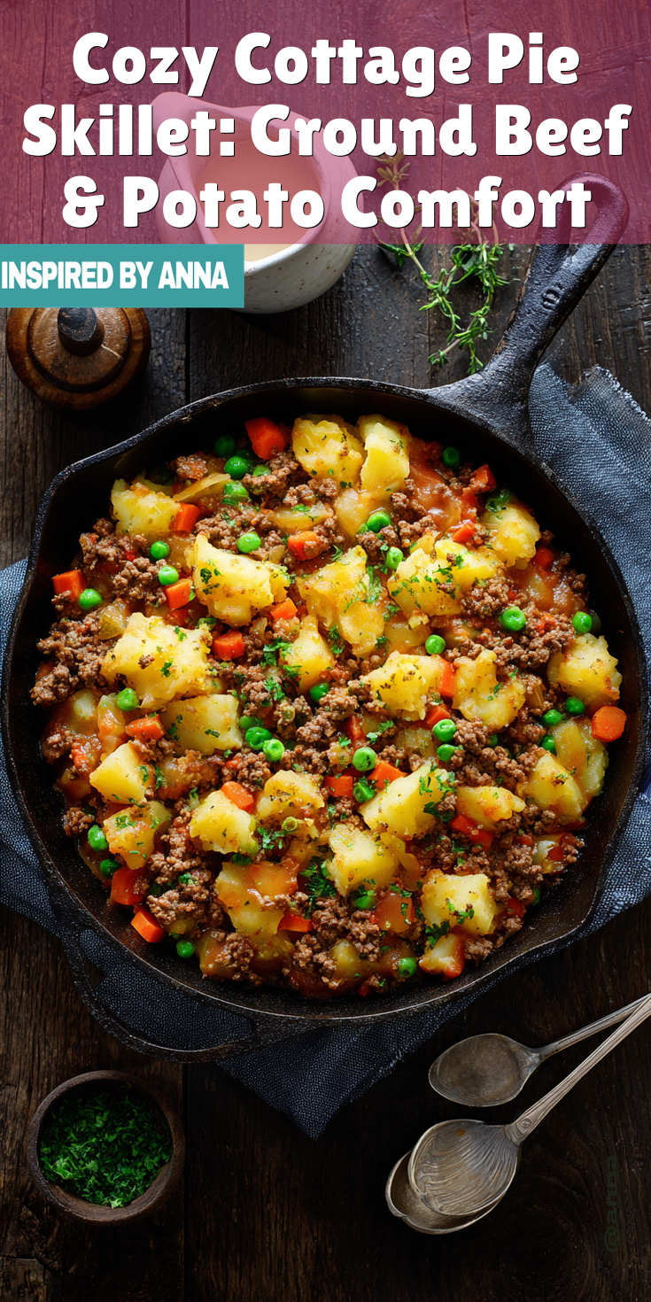 Cozy Cottage Pie Skillet: Ground Beef & Potato Comfort served warm with cozy spices