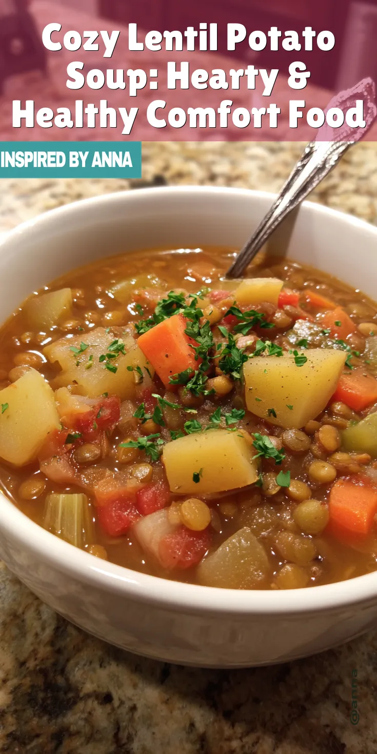 Cozy Lentil Potato Soup: Hearty & Healthy Comfort Food served warm with cozy spices