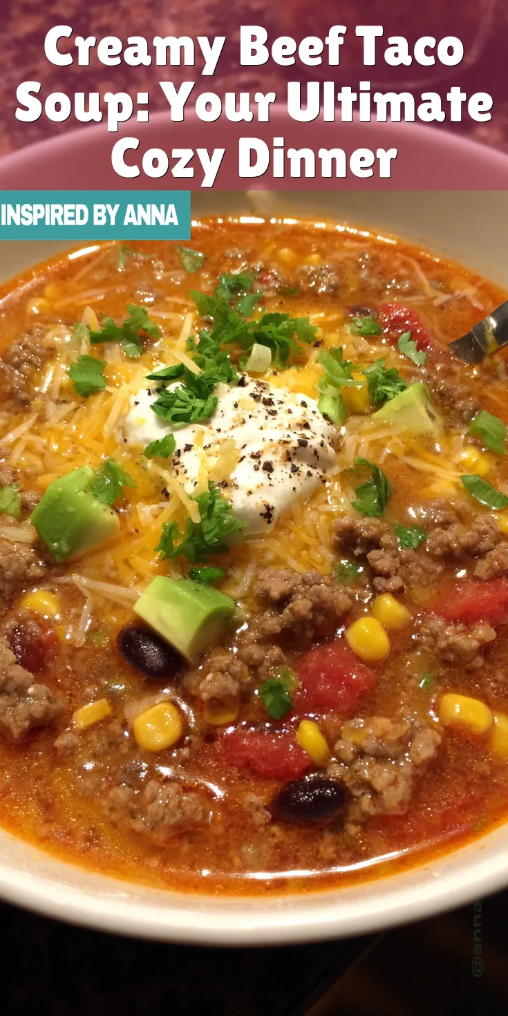 Creamy Beef Taco Soup: Your Ultimate Cozy Dinner served warm with cozy spices