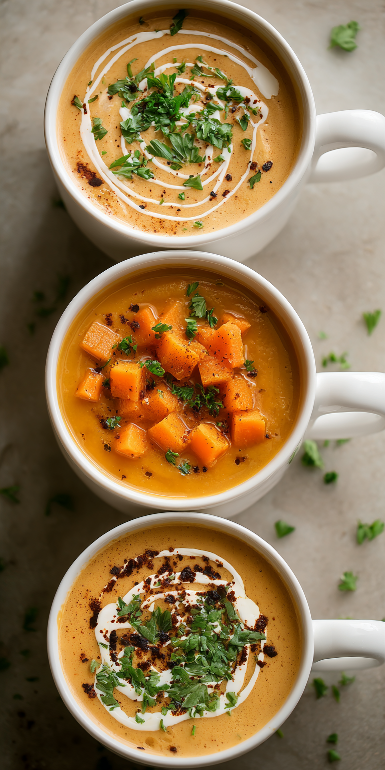 Creamy Carrot Sweet Potato Soup Recipe | Easy & Healthy served warm with cozy spices