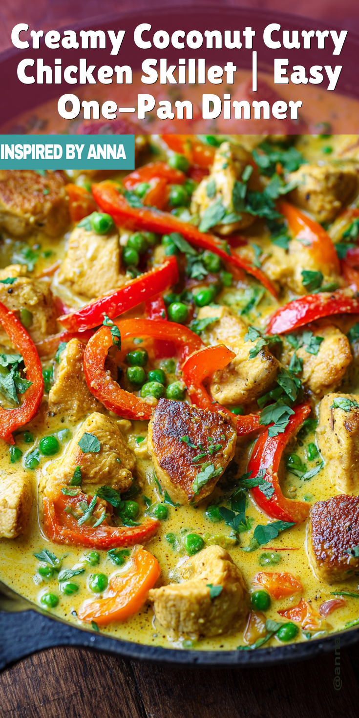 Creamy Coconut Curry Chicken Skillet | Easy One-Pan Dinner served warm with cozy spices