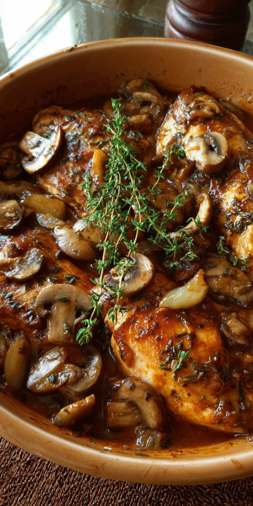 Crockpot Chicken with Mushrooms and Thyme Recipe