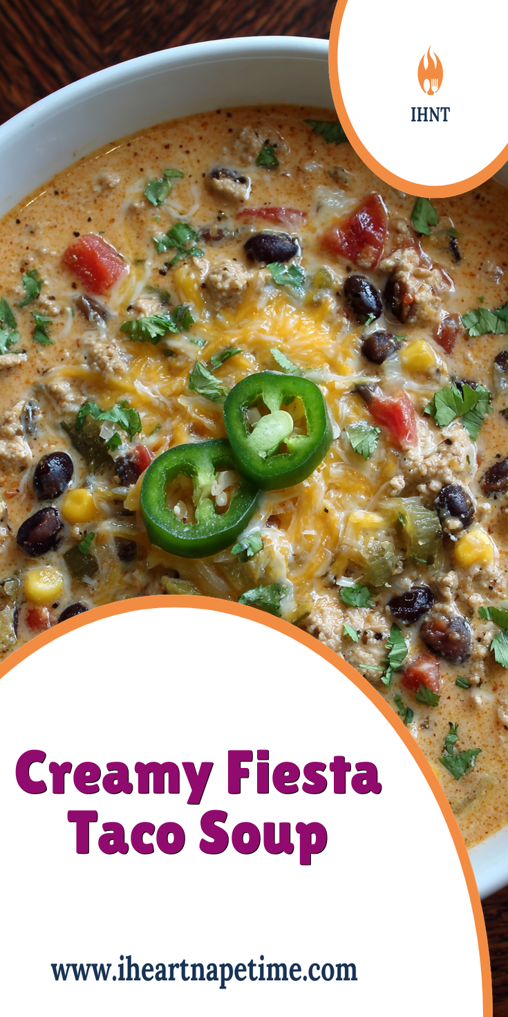 Creamy Fiesta Taco Soup Recipe (Easy One-Pot Dinner) served warm with cozy spices
