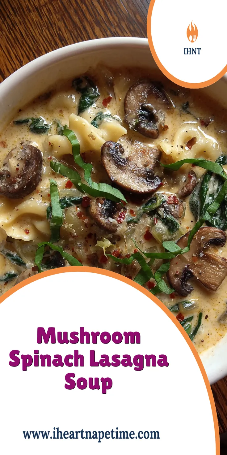 Creamy Mushroom Spinach Lasagna Soup Recipe served warm with cozy spices