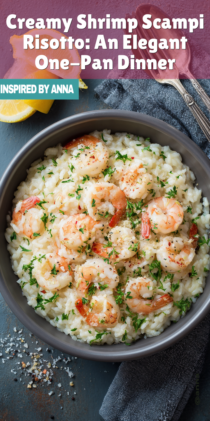 Creamy Shrimp Scampi Risotto: An Elegant One-Pan Dinner served warm with cozy spices