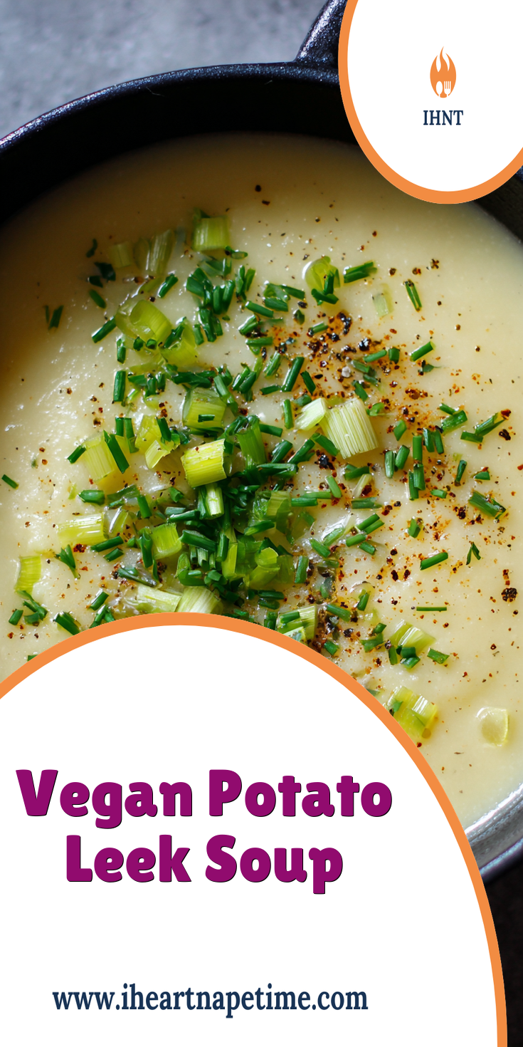 Creamy Vegan Potato Leek Soup Recipe served warm with cozy spices
