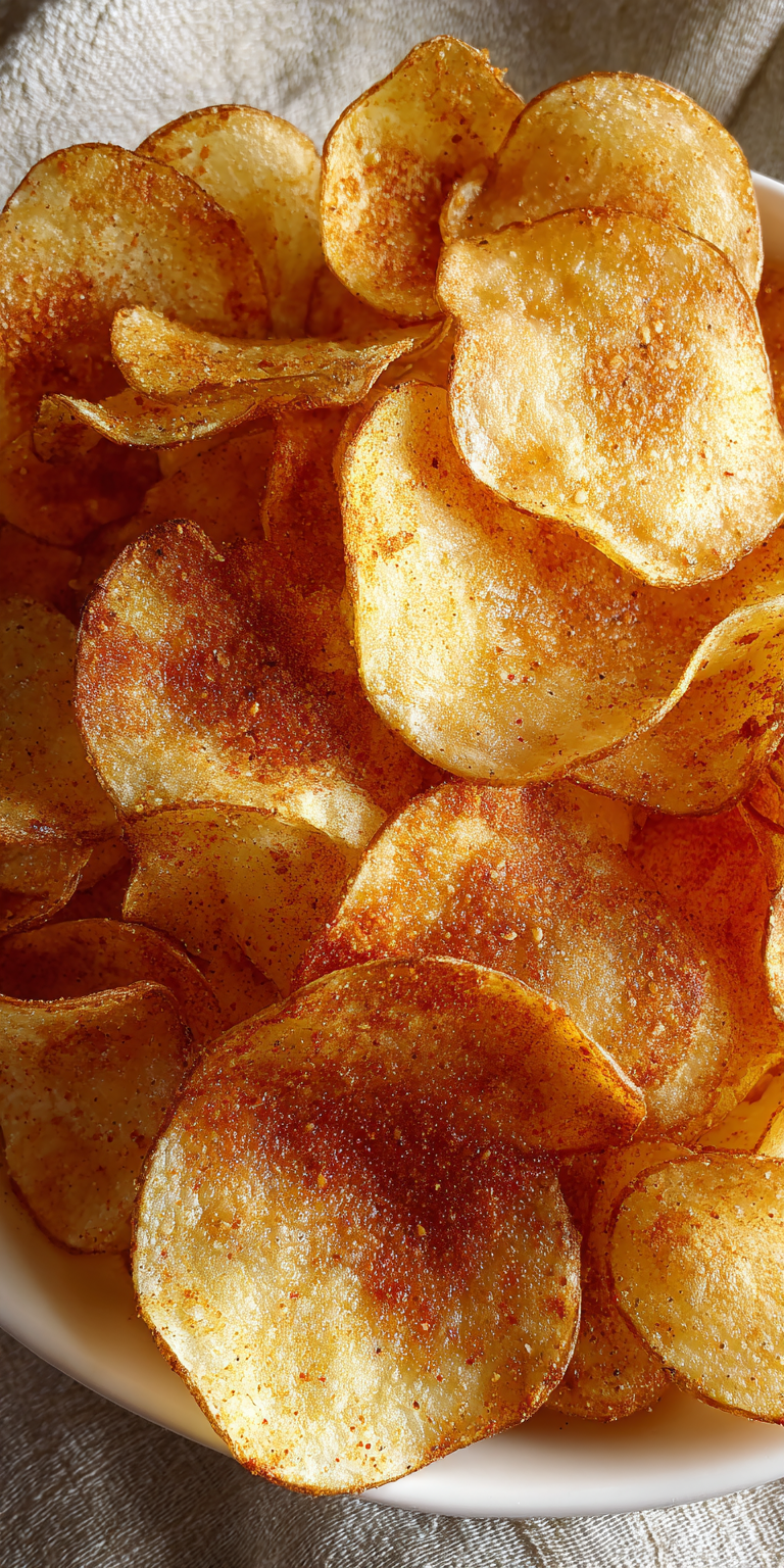 Crispy Homemade Potato Chips Recipe | Easy Snack Idea served warm with cozy spices