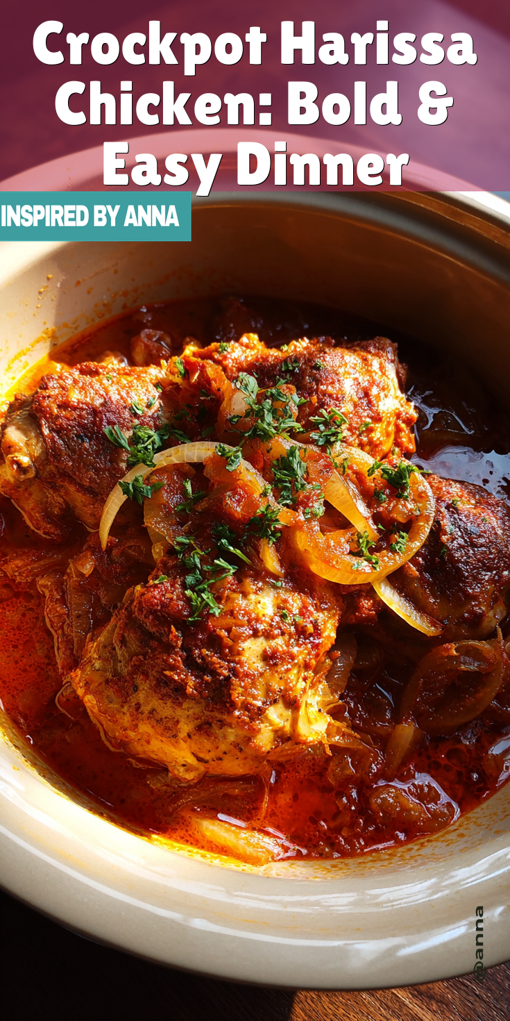 Crockpot Harissa Chicken: Bold & Easy Dinner served warm with cozy spices