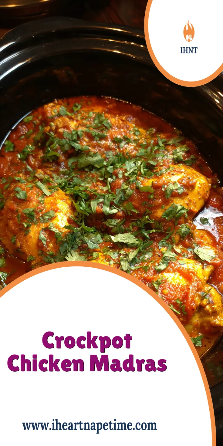 Easy Crockpot Chicken Madras Recipe - Slow Cooker Indian Curry served warm with cozy spices