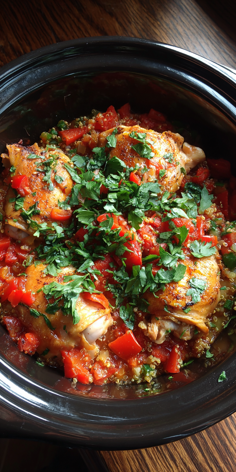 Easy Crockpot Chicken & Quinoa: Your Perfect Weeknight Dinner served warm with cozy spices