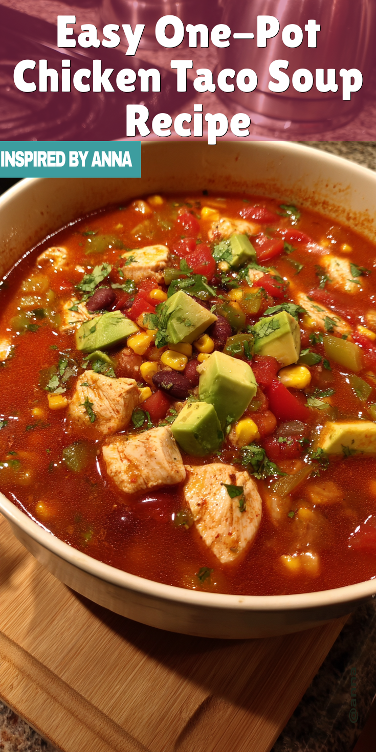 Easy One-Pot Chicken Taco Soup Recipe served warm with cozy spices