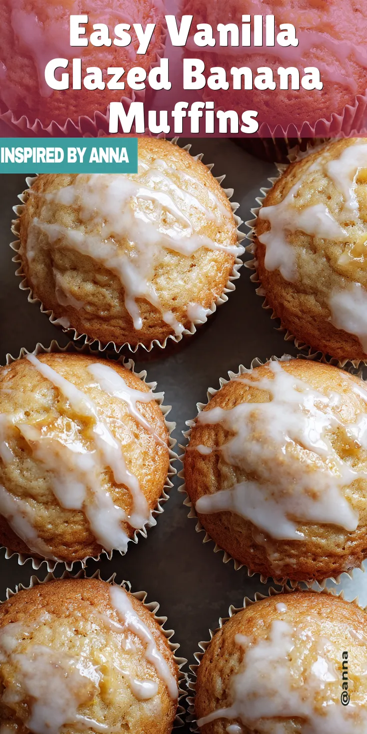 Easy Vanilla Glazed Banana Muffins served warm with cozy spices