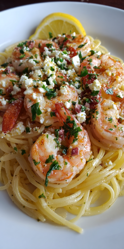 Greek Shrimp Scampi with Feta & Olives Recipe