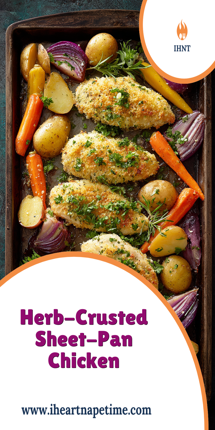 Herb Crusted Sheet Pan Chicken Recipe - Easy Dinner Idea served warm with cozy spices
