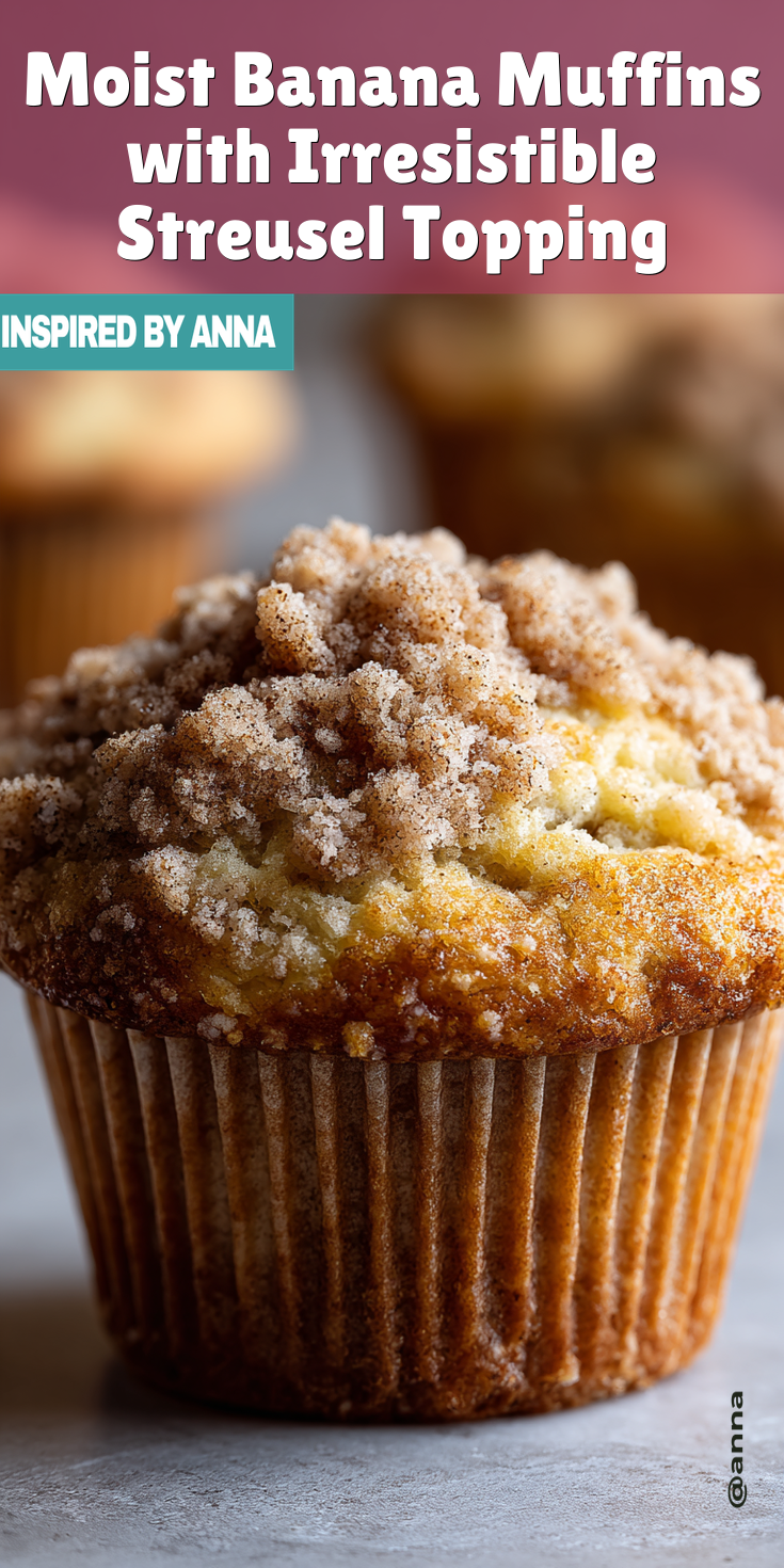 Moist Banana Muffins with Irresistible Streusel Topping served warm with cozy spices