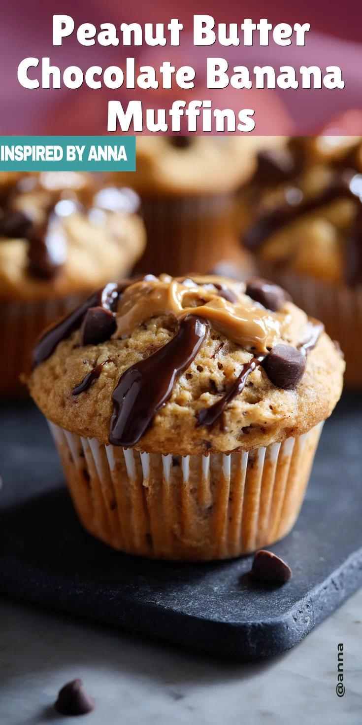 Peanut Butter Chocolate Banana Muffins served warm with cozy spices