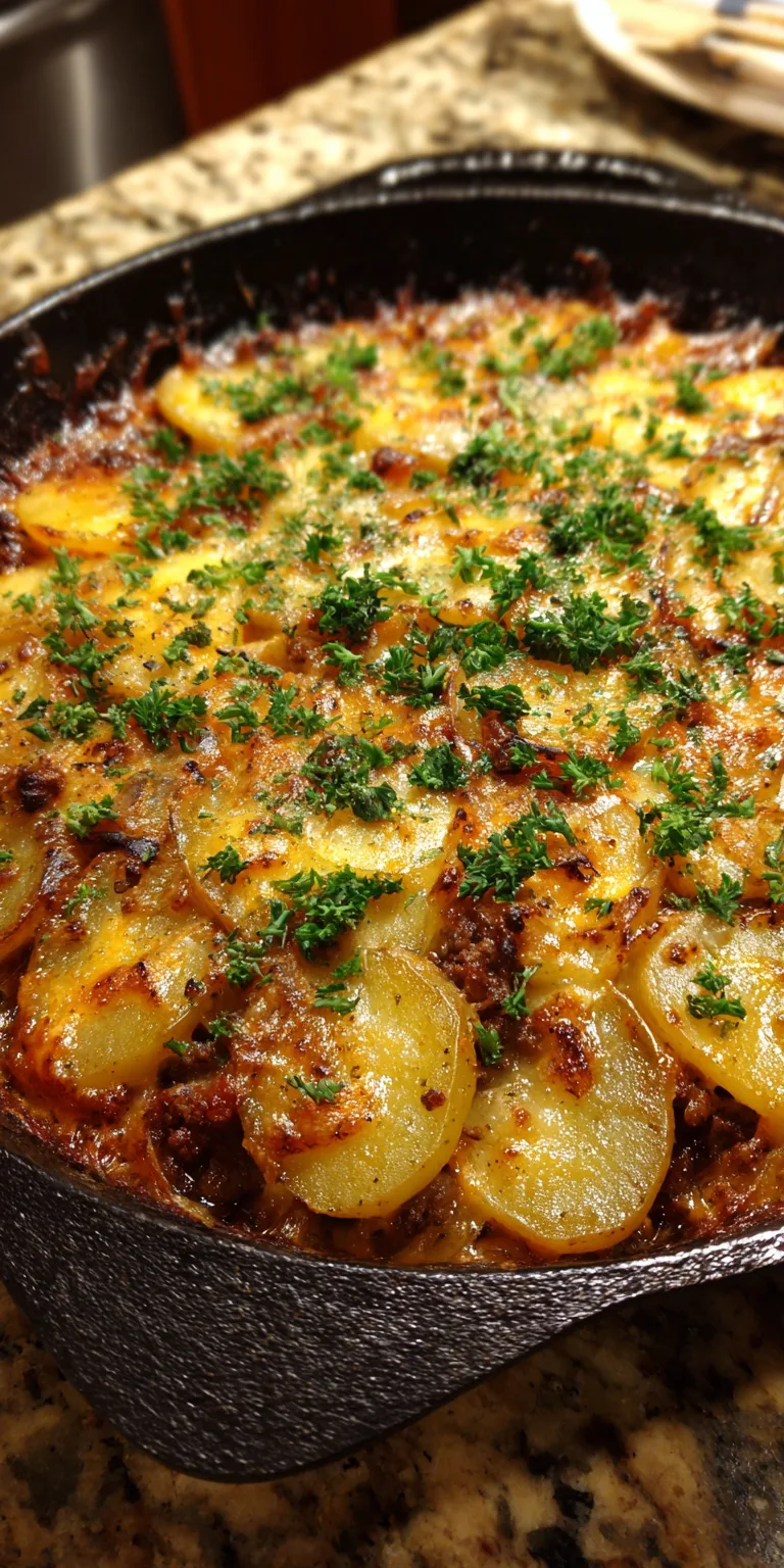 Rustic Ground Beef & Potato Gratin: The Ultimate Easy Dinner served warm with cozy spices