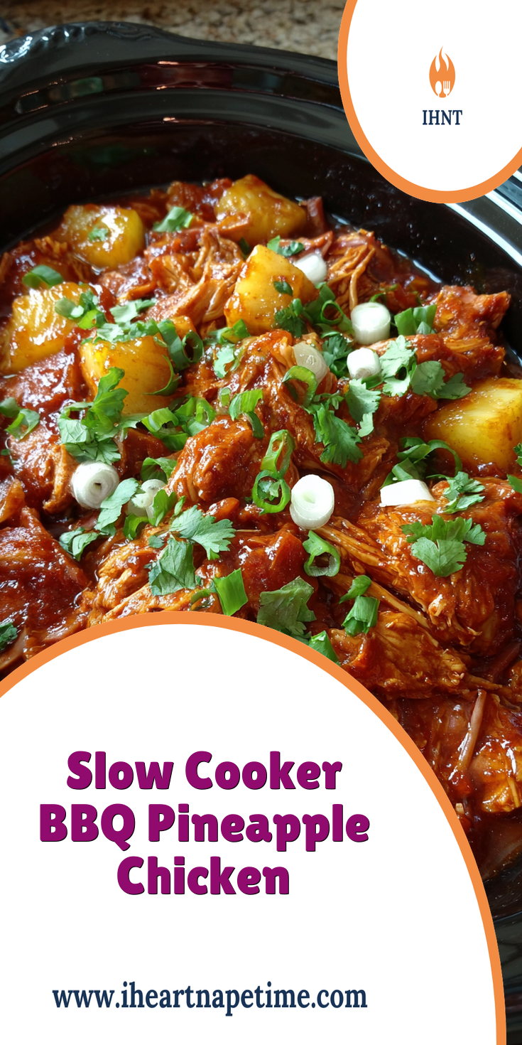 Slow Cooker BBQ Pineapple Chicken Recipe - Easy Dinner Idea served warm with cozy spices