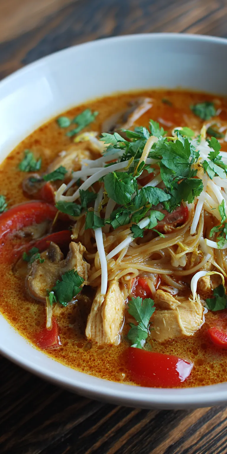Slow Cooker Chicken Laksa Recipe - Easy Asian Dinner Idea served warm with cozy spices