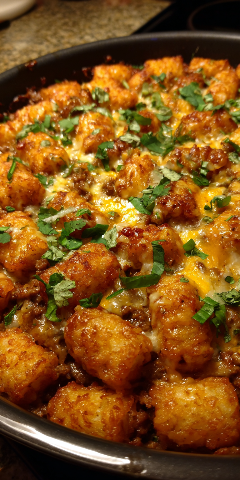 Cheesy Tater Tot & Chipotle Beef Casserole Recipe