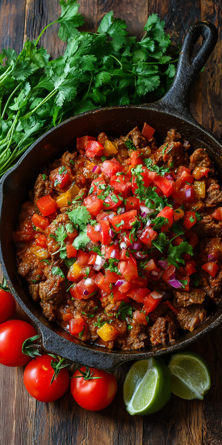 Fresh Pico de Gallo Topped Chipotle Beef Casserole Recipe