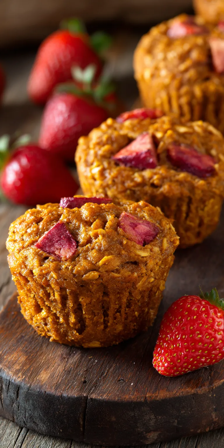 Healthy Oat & Honey Pumpkin Strawberry Muffins served warm with cozy spices