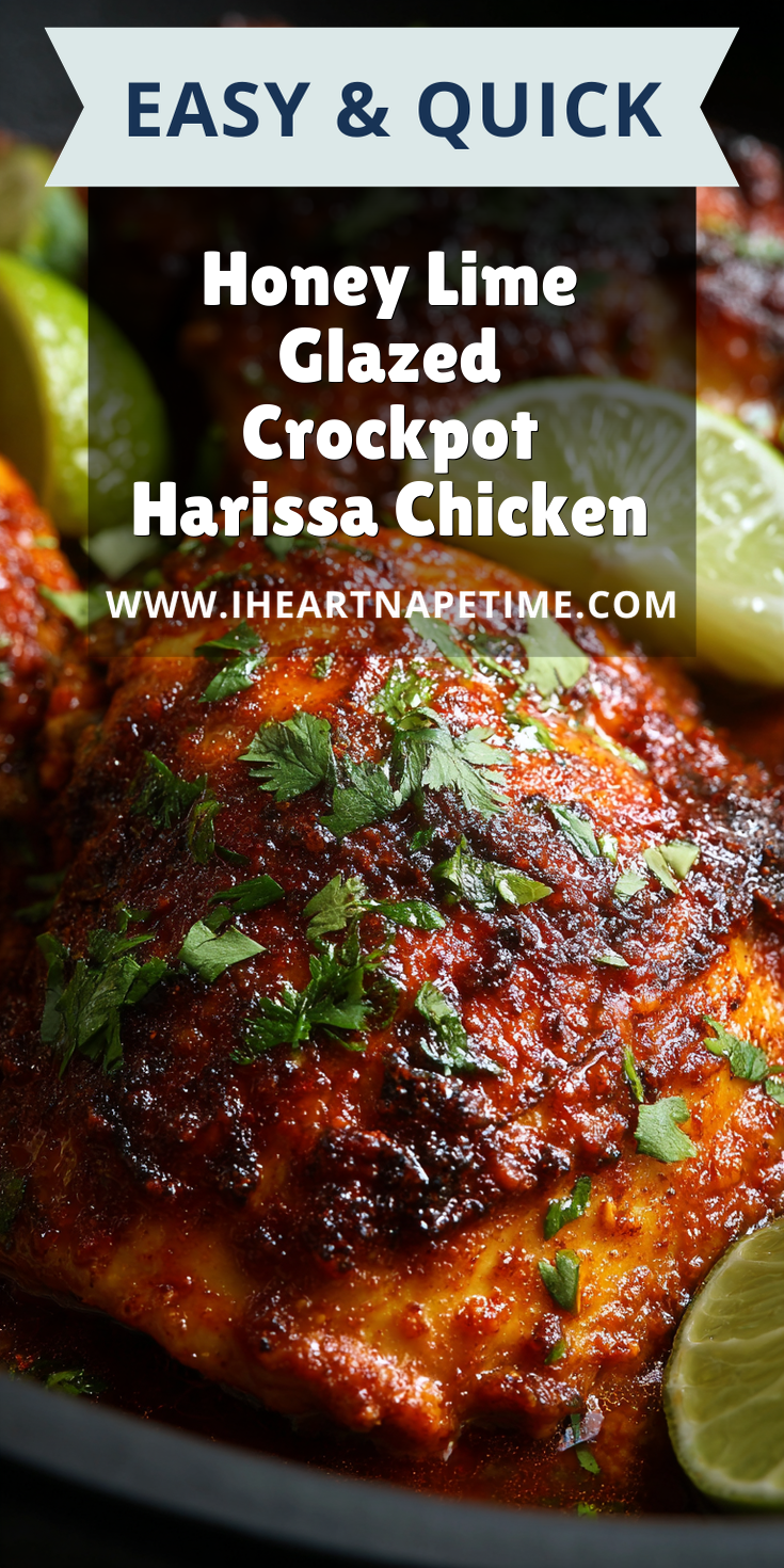 Honey Lime Glazed Crockpot Harissa Chicken served warm with cozy spices