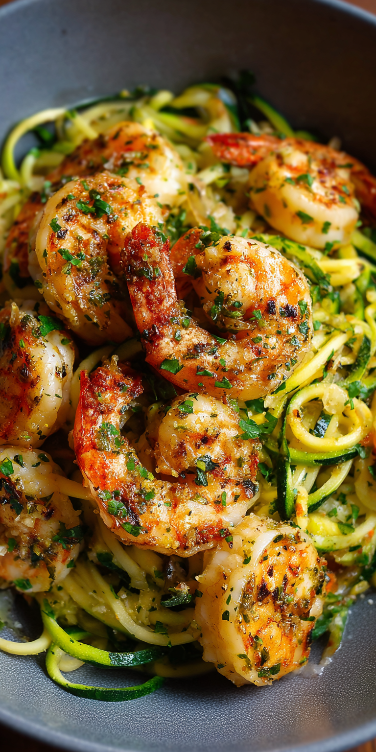 Keto Garlic Butter Shrimp Packets with Zucchini Noodles Recipe