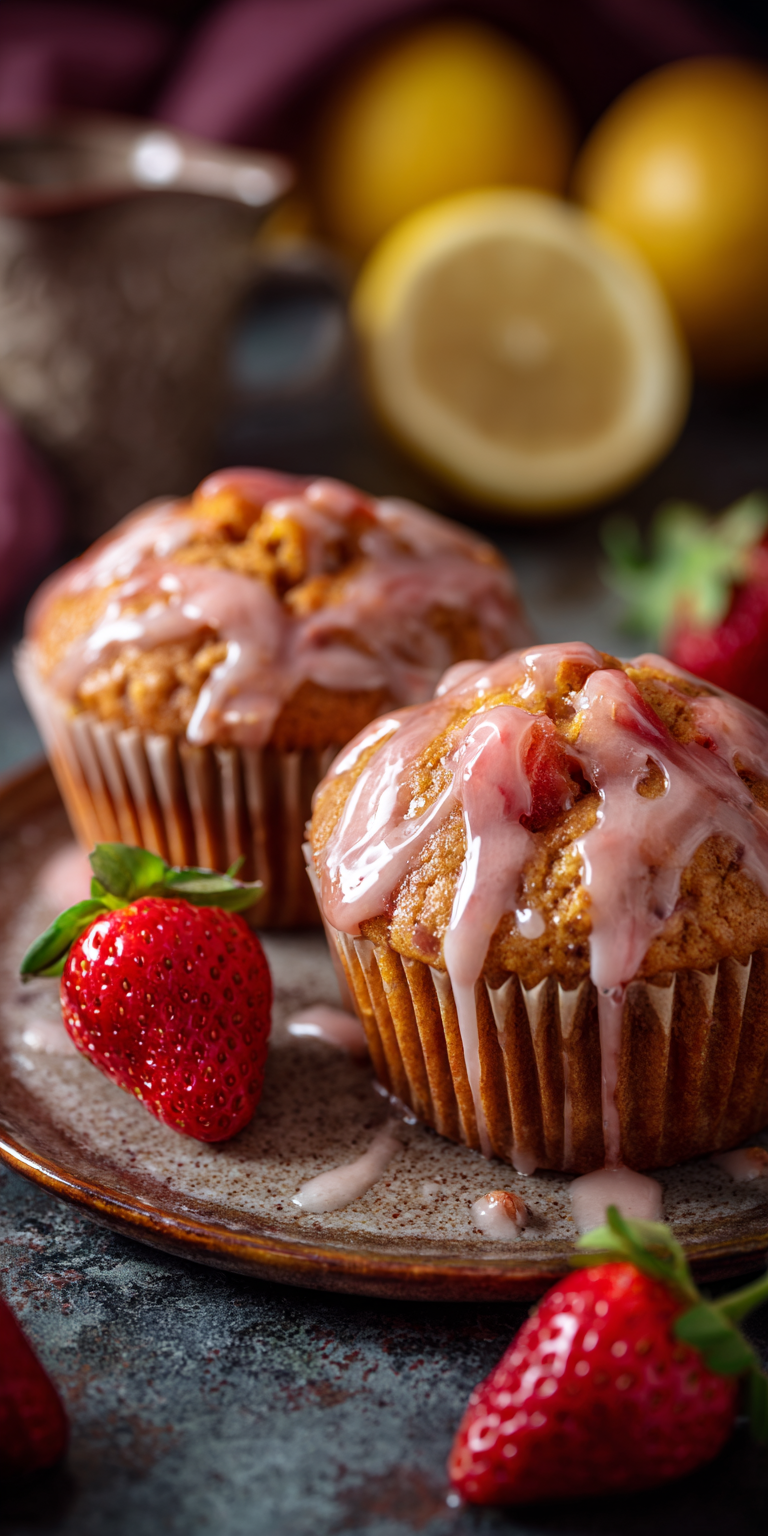Pumpkin Banana Muffins with Strawberry & Lemon Glaze Recipe