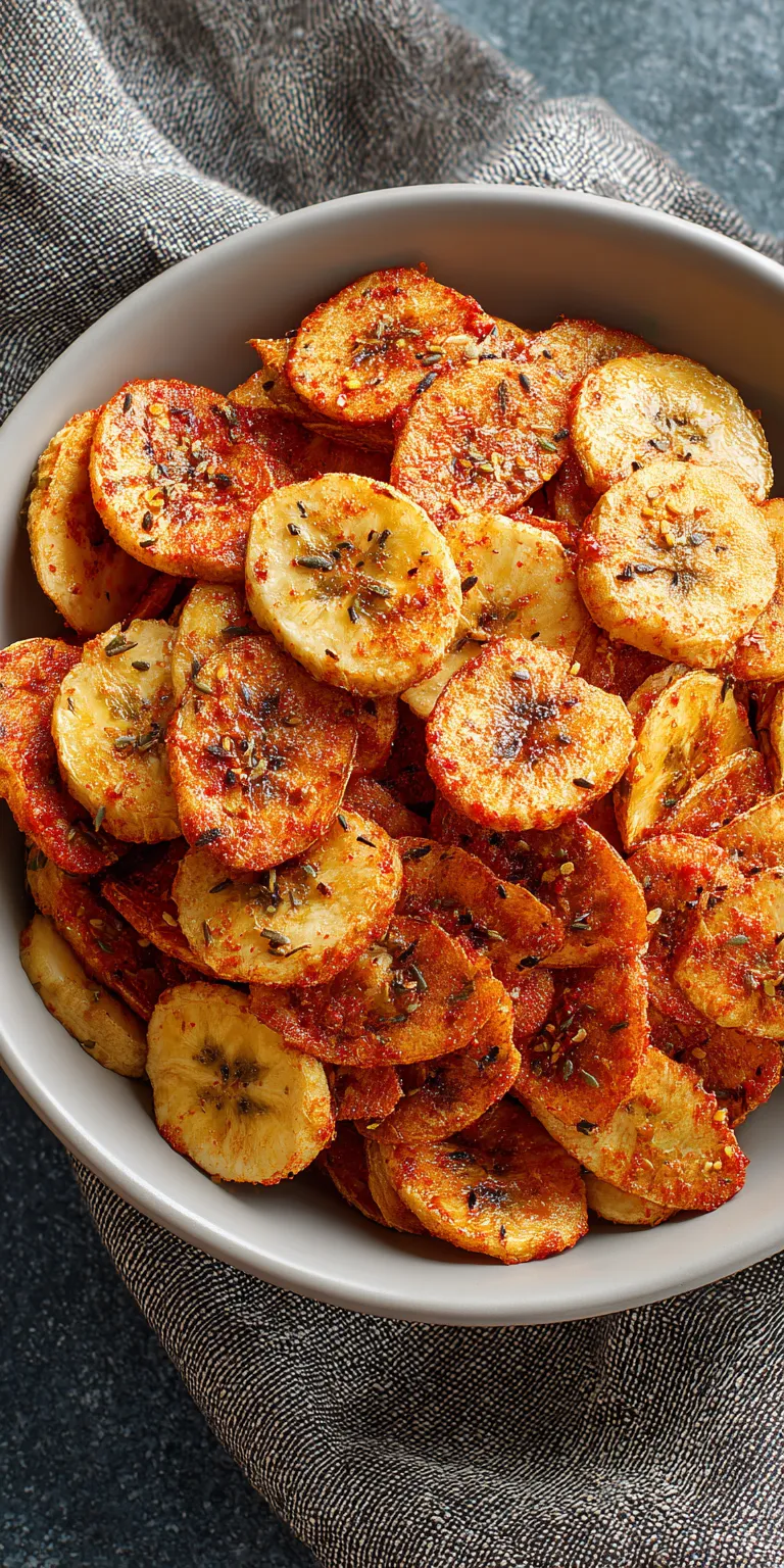 Savory Paprika & Garlic Air Fryer Banana Chips served warm with cozy spices