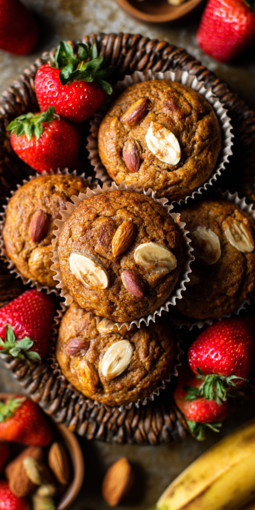 Spiced Chai Pumpkin Banana Muffins with Strawberries Recipe