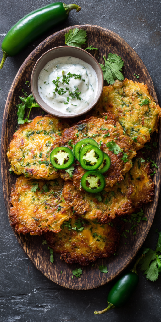 Spicy Jalapeño & Cheddar Zucchini Fritters Recipe