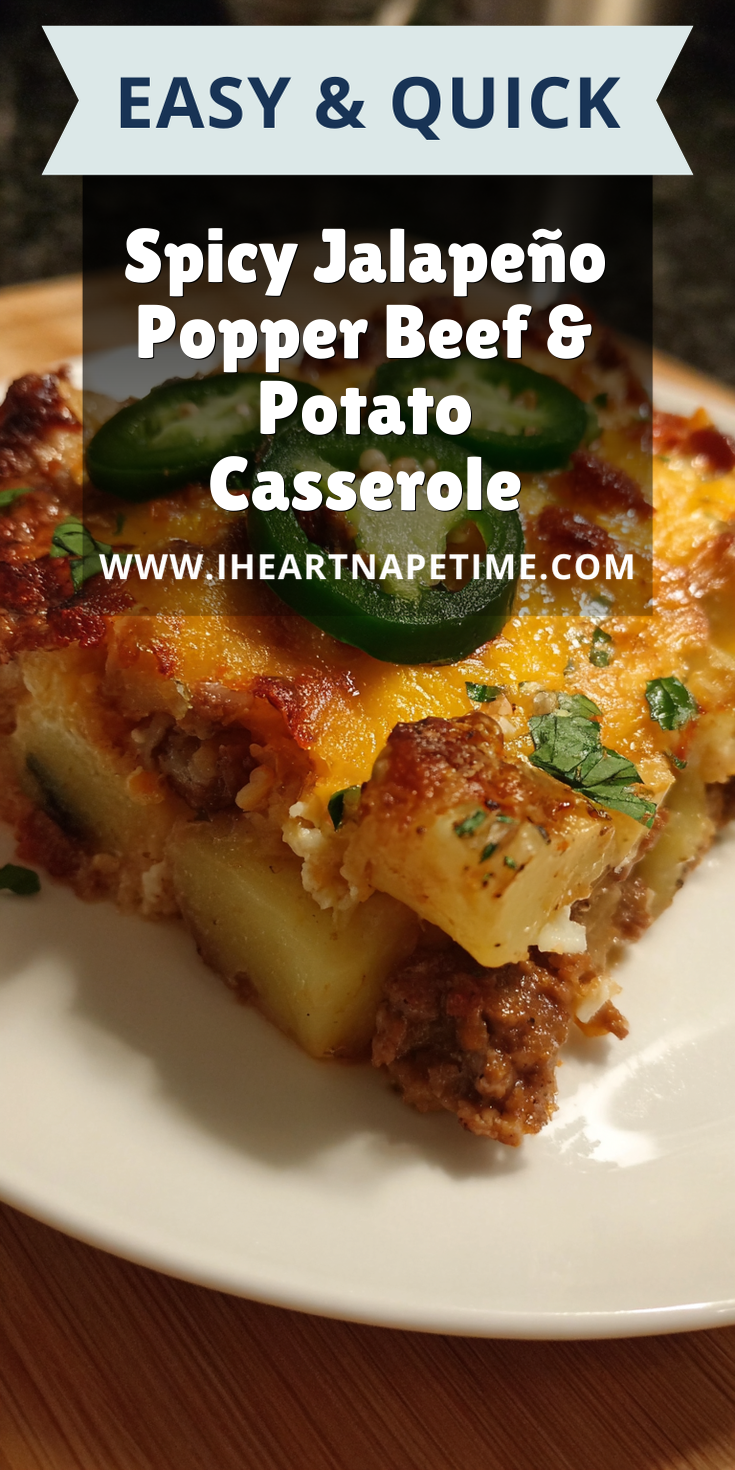 Spicy Jalapeño Popper Beef & Potato Casserole served warm with cozy spices