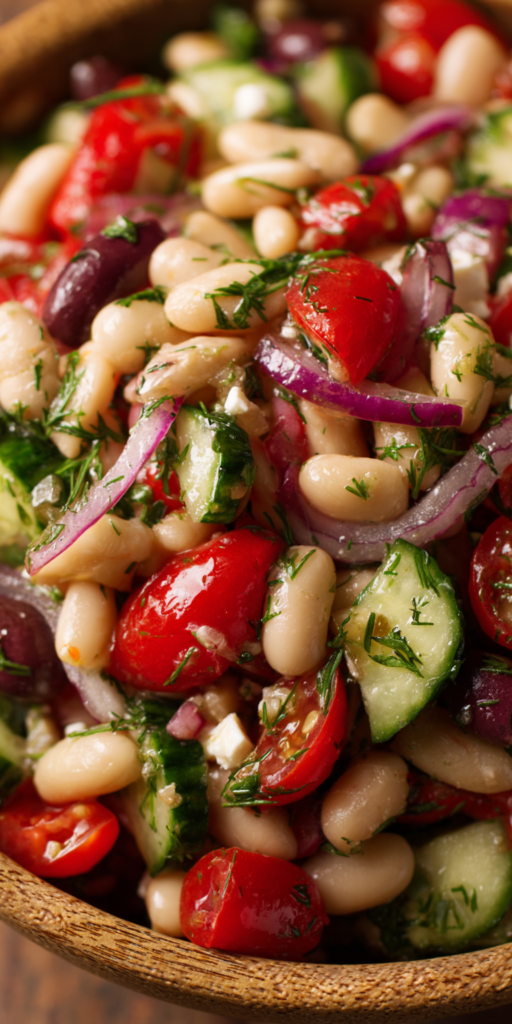 10 Minute Mediterranean White Bean Salad served warm with cozy spices