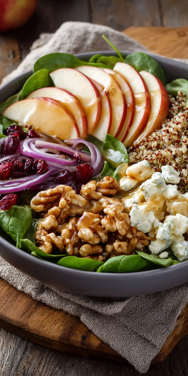 Apple Walnut Harvest Salad Bowl served warm with cozy spices