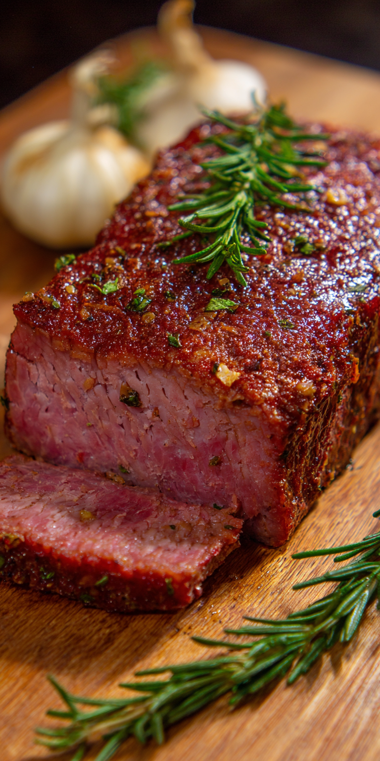 Baked Corned Beef Brisket served warm with cozy spices