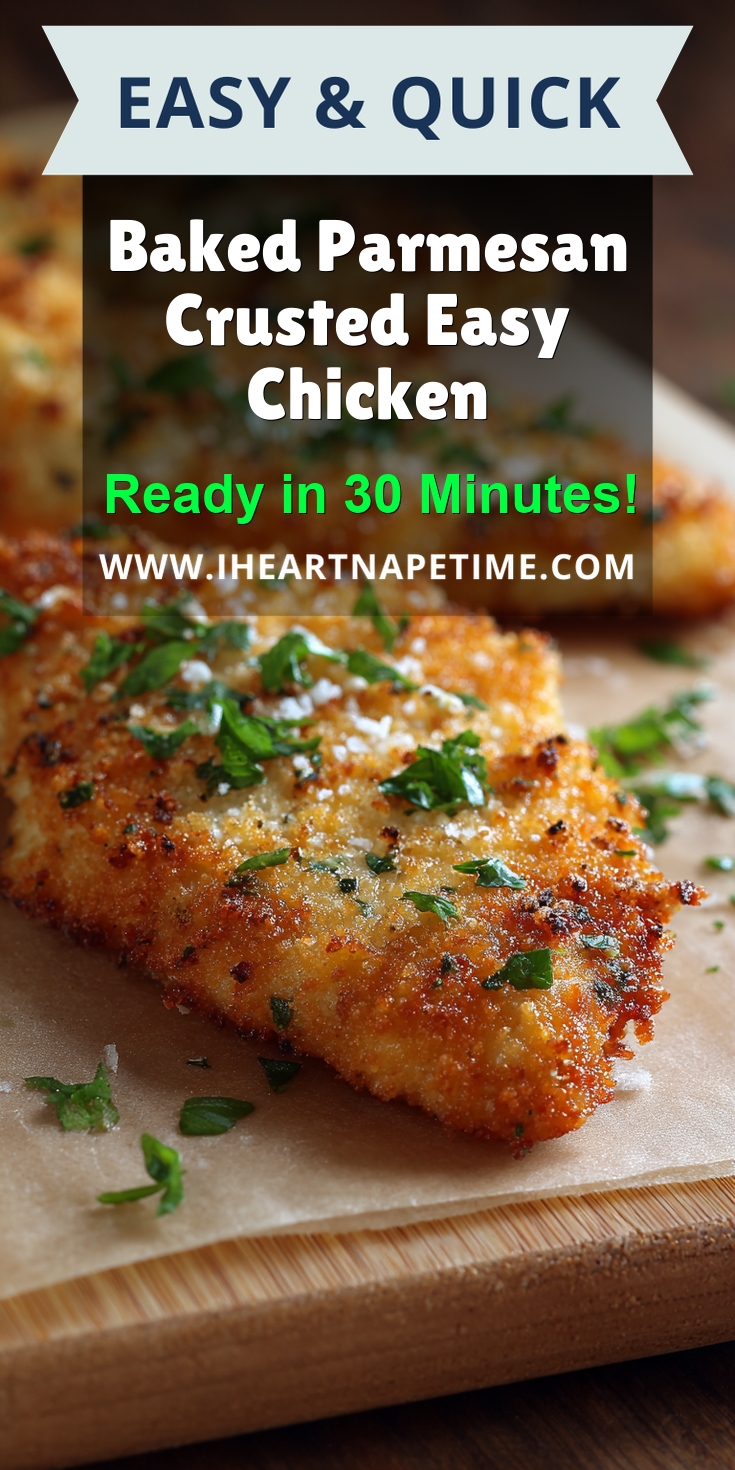 Baked Parmesan Crusted Easy Chicken served warm with cozy spices