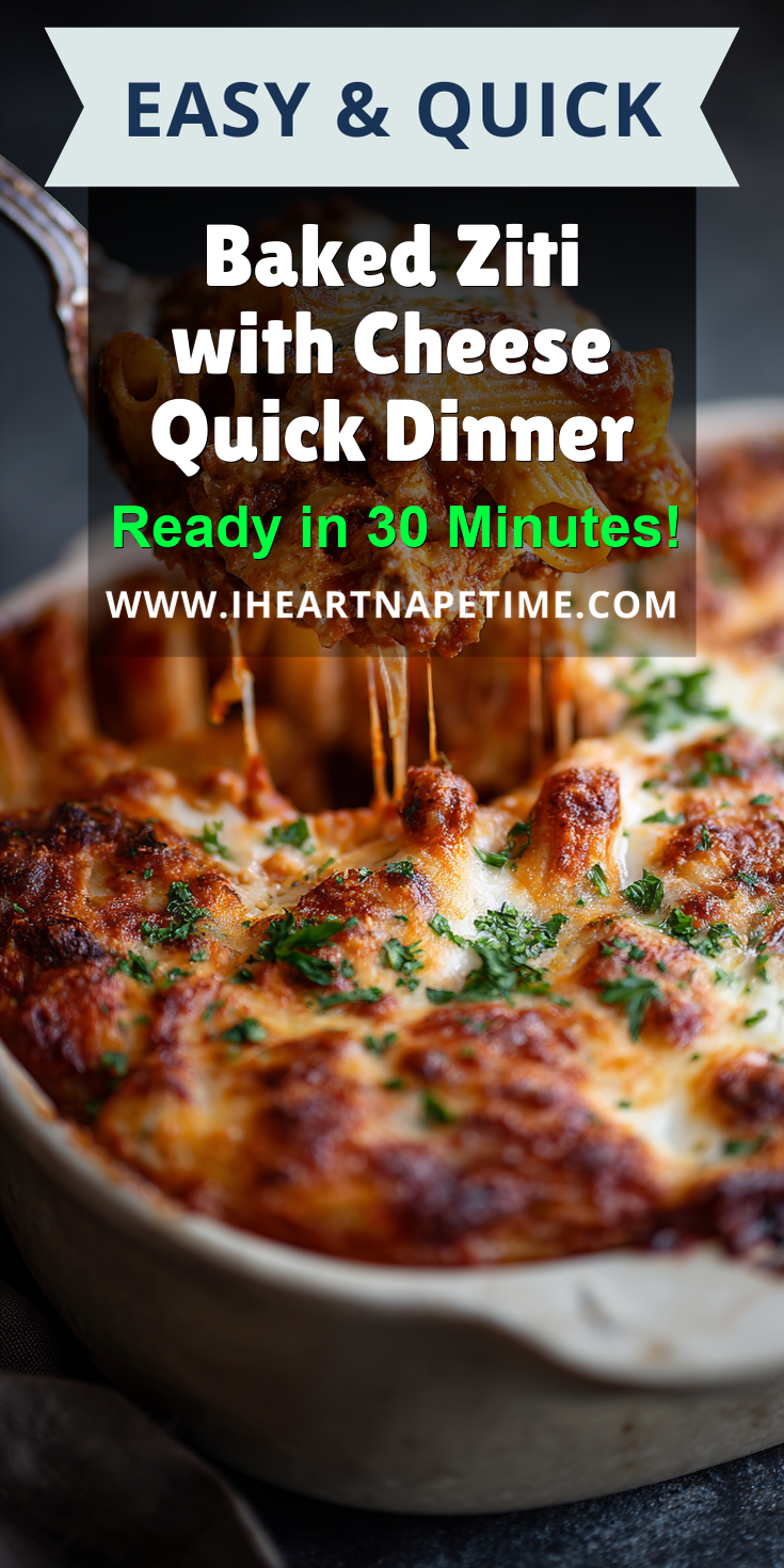 Baked Ziti with Cheese Quick Dinner served warm with cozy spices