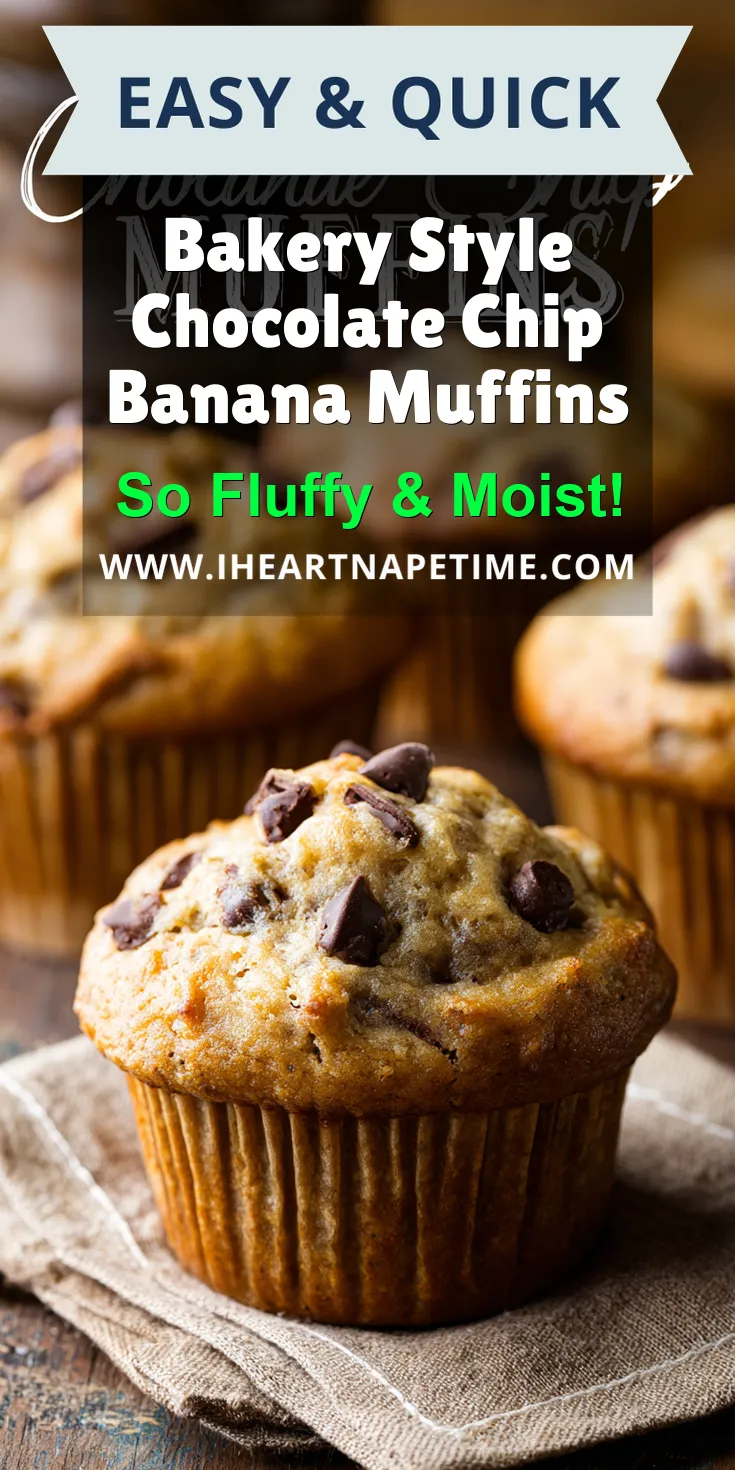 Bakery Style Chocolate Chip Banana Muffins served warm with cozy spices