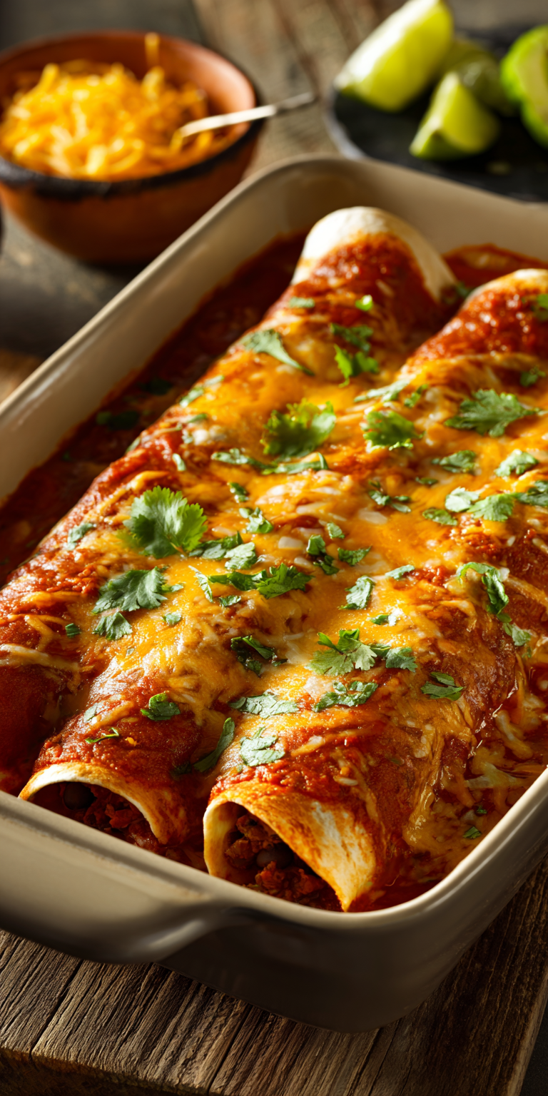 Beef Enchiladas Quick Dinner served warm with cozy spices
