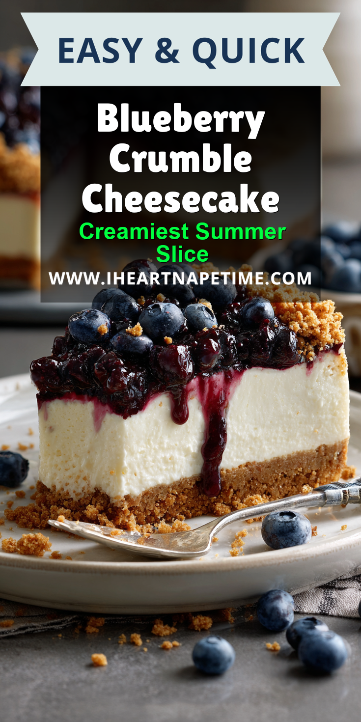 Blueberry Crumble Cheesecake served warm with cozy spices
