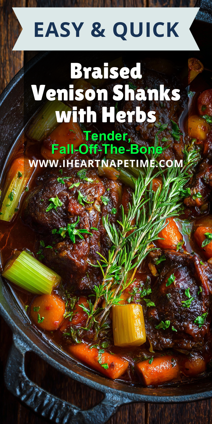 Braised Venison Shanks with Herbs served warm with cozy spices