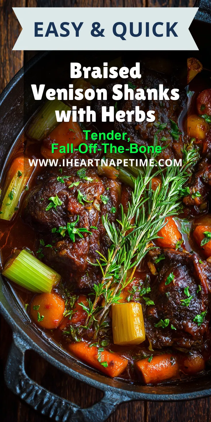 Braised Venison Shanks with Herbs served warm with cozy spices