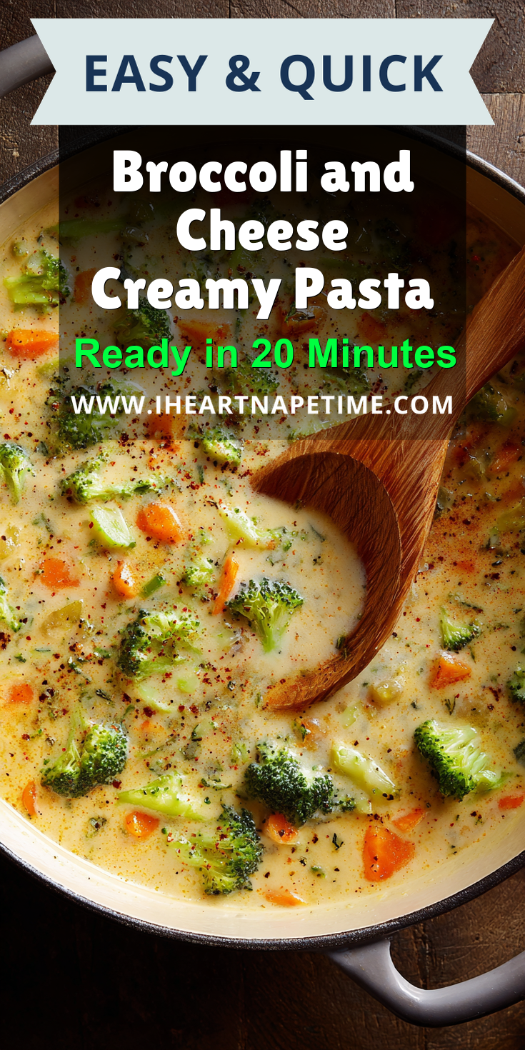 Broccoli and Cheese Creamy Pasta served warm with cozy spices