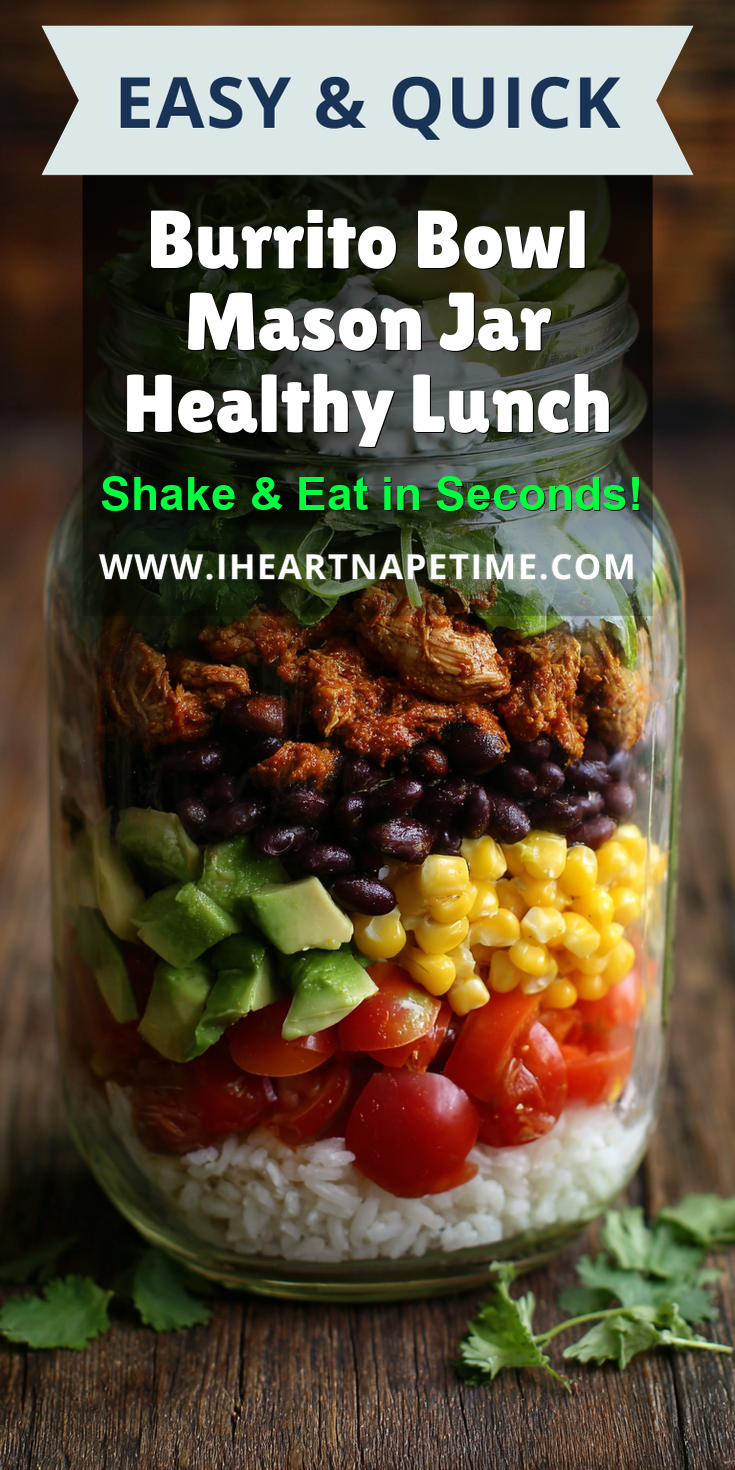 Burrito Bowl Mason Jar Healthy Lunch served warm with cozy spices